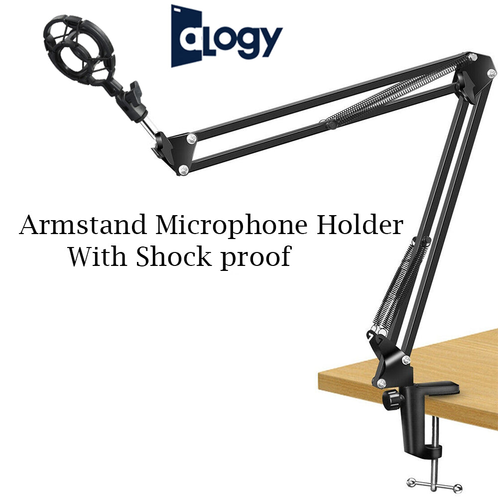 ALOGY Extendable Recording Microphone Scissor Arm Stand with Microphone Clip Table Mounting Clamp