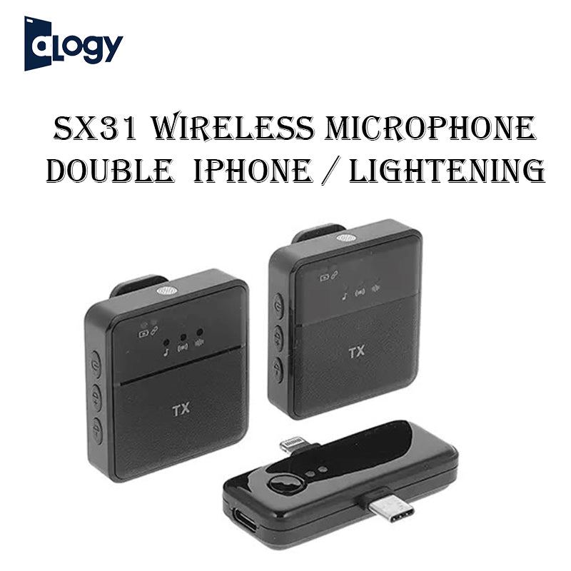 ALOGY SX31 Double Wireless Microphone For Iphone 1 Controller 2 Microphone Collar Mic Intelligent Noise Cancellation