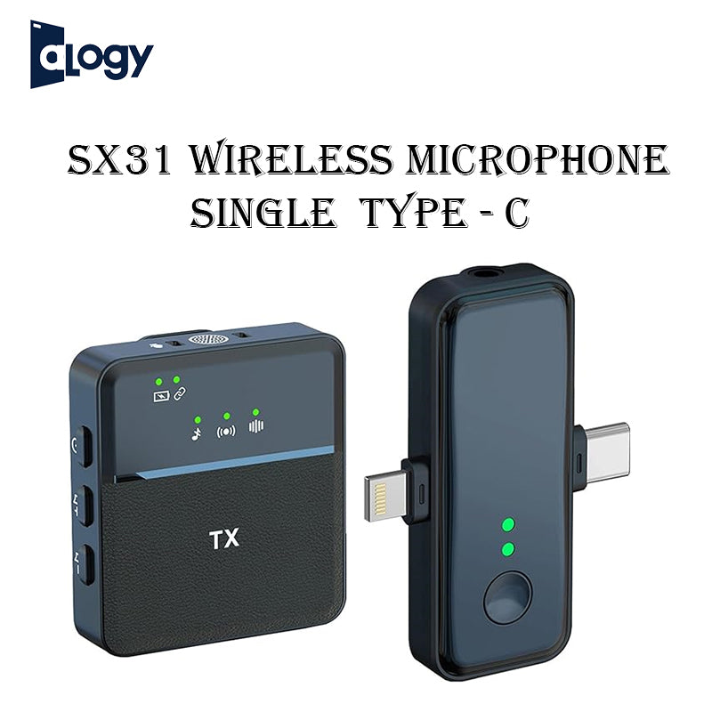 ALOGY SX31 Single Wireless Microphone TypeC 1 Controller 1 Microphone Collar Mic Intelligent Noise Cancellation