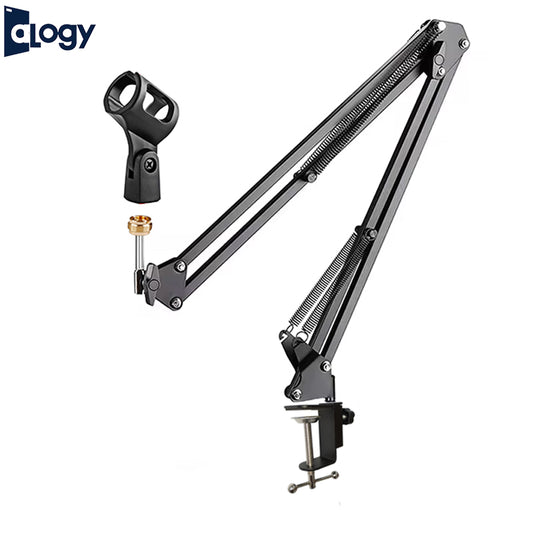 Scissor Arm Mic Stand With 3/8 to 5/8  - Standard Mic Holder And Clamp