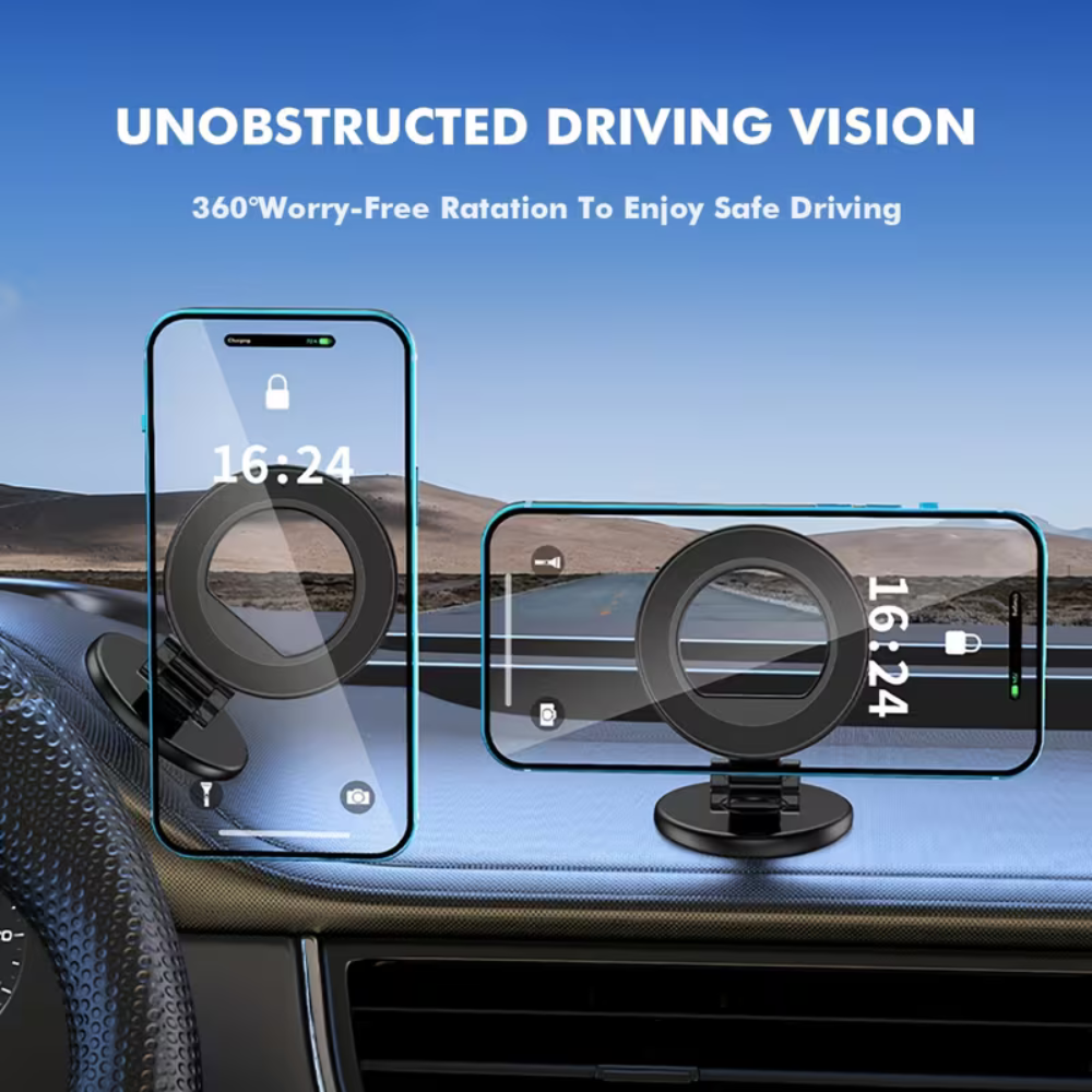 Folding Magnetic Mobile Holder Stand – Adjustable Angle Car Dashboard Phone Bracket with Strong Adhesive Base, Universal Smartphone Support