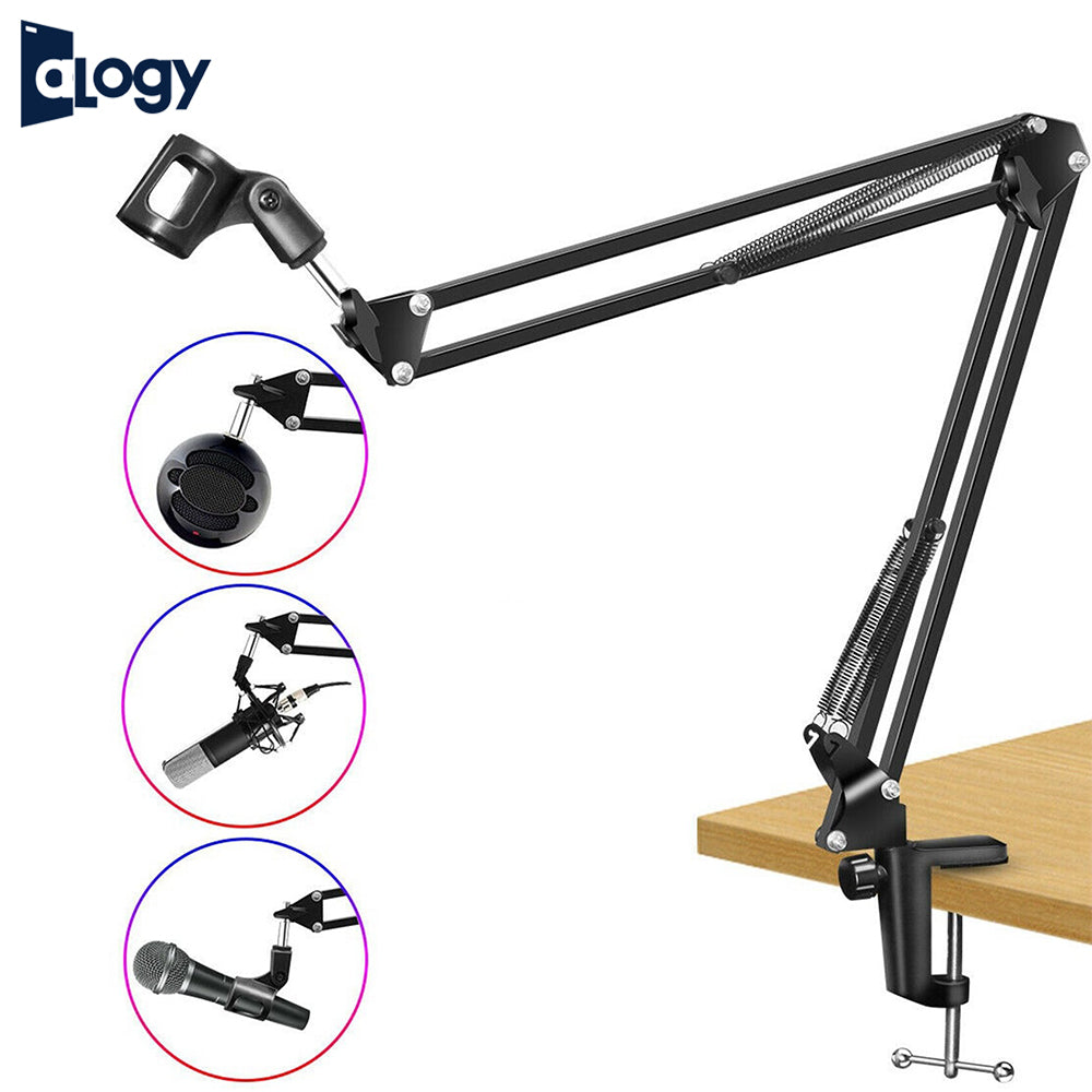 ALOGY Extendable Recording Microphone Scissor Arm Stand with Microphone Clip For Table Mounting Clamp