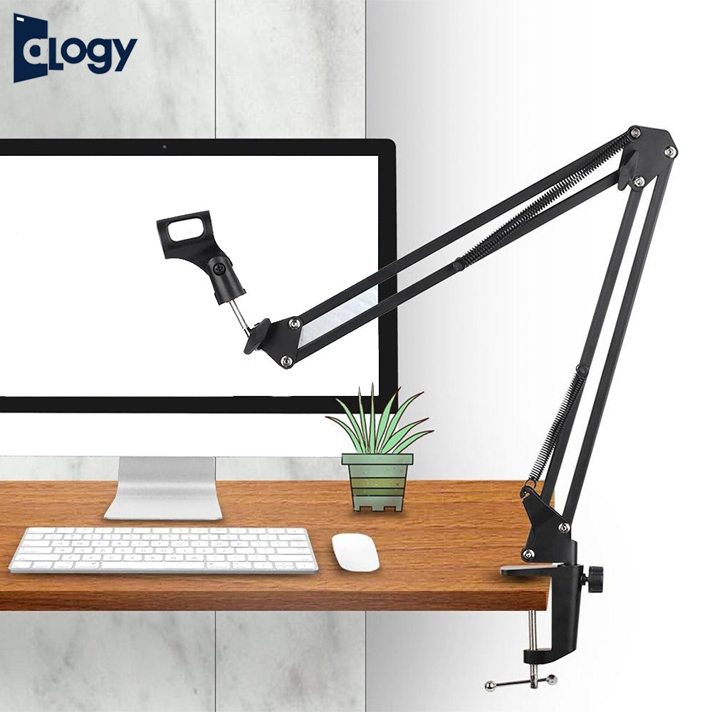 ALOGY Extendable Recording Microphone Scissor Arm Stand with Microphone Clip For Table Mounting Clamp