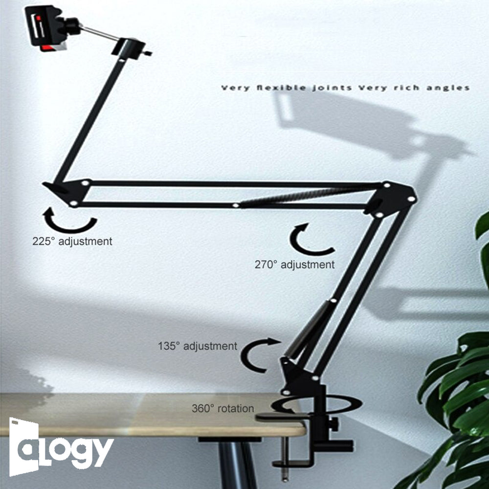 ALOGY Extendable Scissor Arm Stand with Mobile Holder Table Mounting Clamp