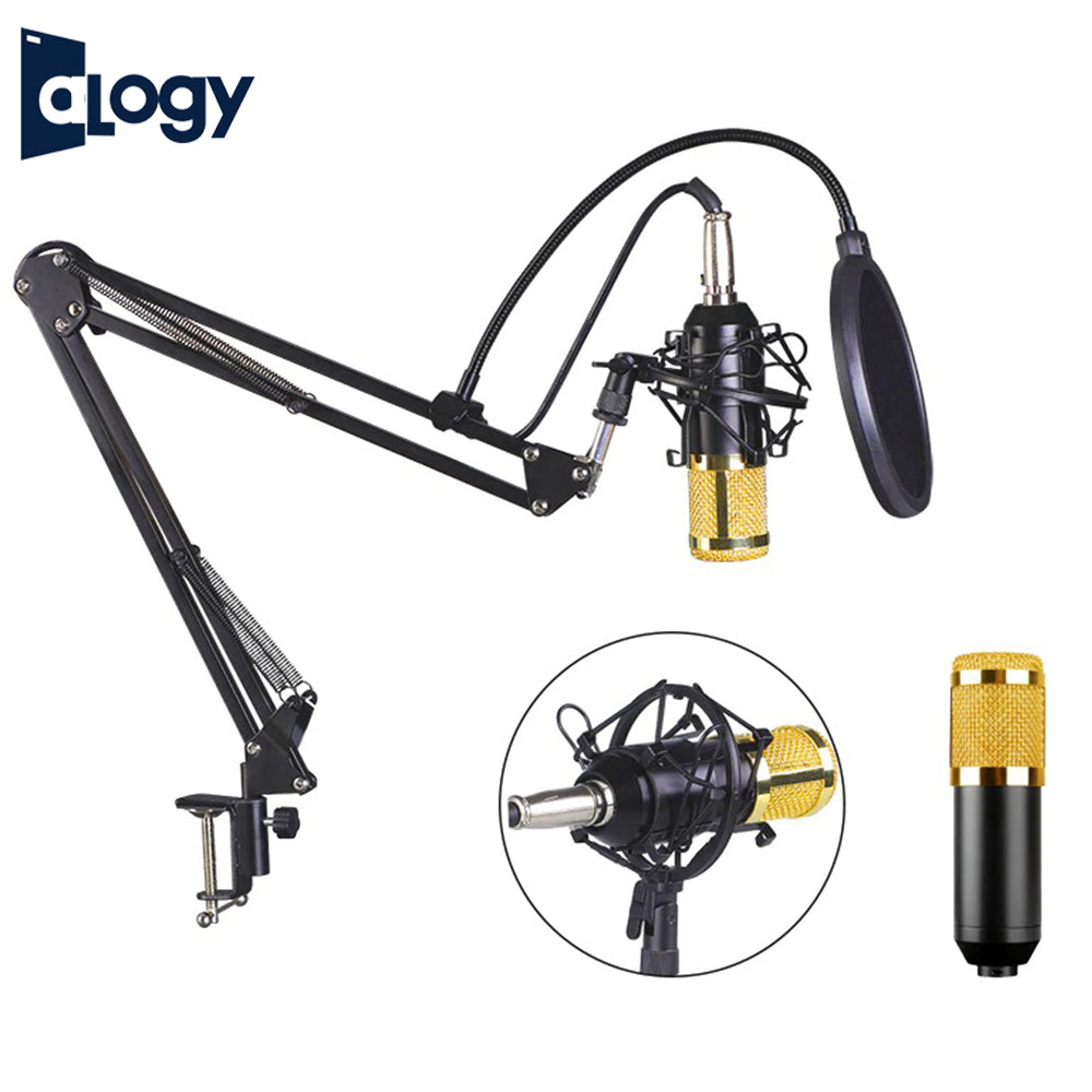 ALOGY Condenser Microphone Kit BM800 Adjustable Mic Suspension Scissor Arm, Shock Mount and Double-Layer Pop Filter for Studio Recording & Broadcasting Live steaming Gaming