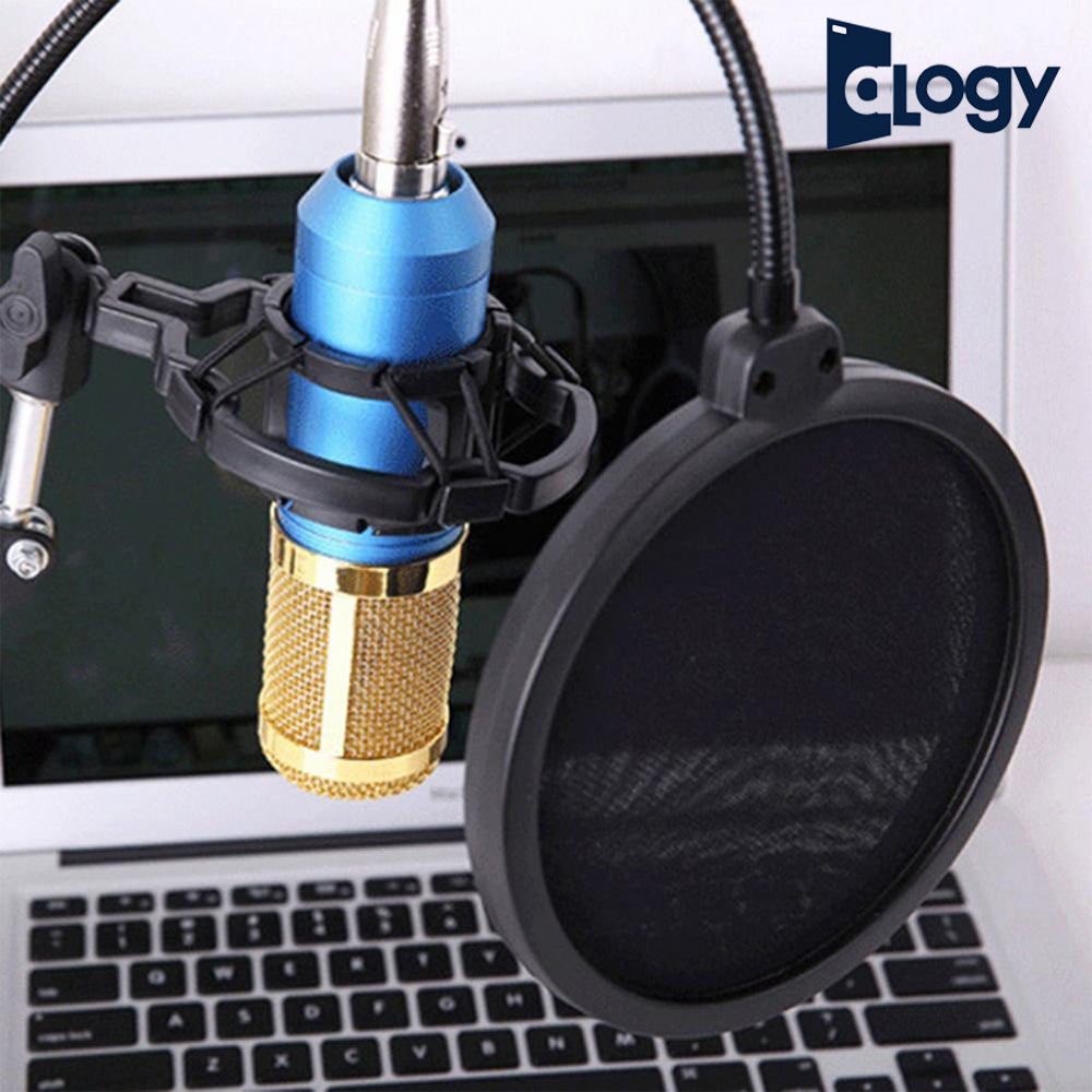 ALOGY Microphone Pop Filter Shield Dual Layers Wind Proof Screen Flexible 360° Gooseneck Clip Stabilizing Arm for Recording Broadcasting and Streaming