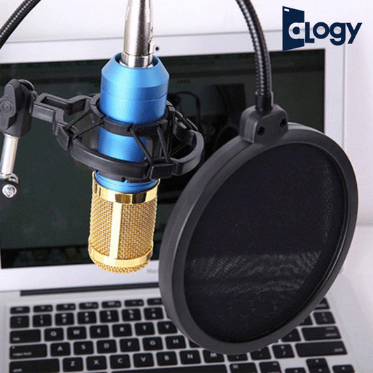 ALOGY Microphone Pop Filter Shield Dual Layers Wind Proof Screen Flexible 360° Gooseneck Clip Stabilizing Arm for Recording Broadcasting and Streaming